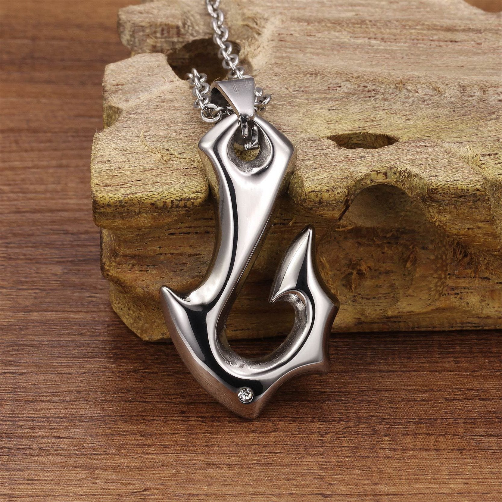 Titanium Steel Fish Hook Necklace