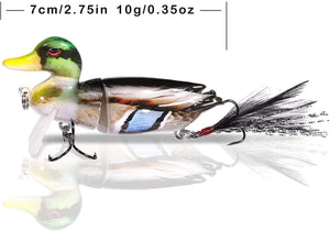 FishingFriend 2 Pack Multi-Jointed Realistic Swimming Duck Lures 2.7"