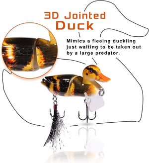 FishingFriend 2 Pack Multi-Jointed Realistic Swimming Duck Lures 2.7"